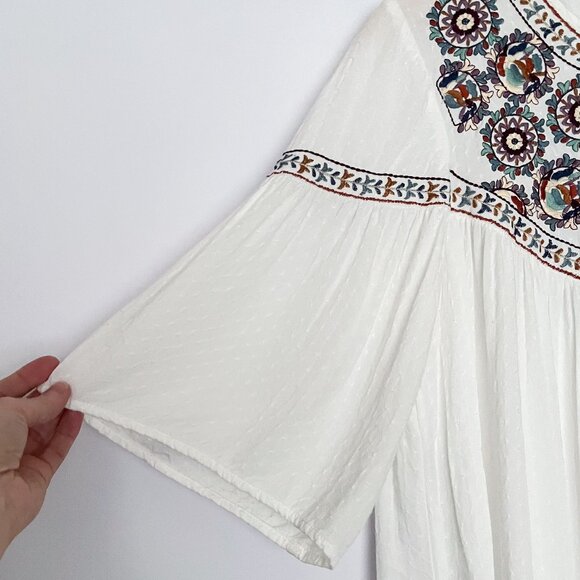 Padini Embroidered Boho Peasant Tunic Top Blouse Flowy Colorful Size Medium - Picture 5 of 16